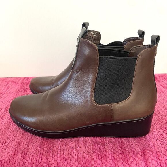 Cole Haan Grand OS Signature Waterproof Leather Wedge Ankle Boots Brown Size 7.5 - Picture 3 of 10
